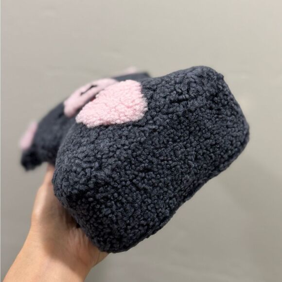 Gray Teddy Bear Purse, Handmade Colorblock Real Shearling Crossbody/Phone Pouch - Picture 13 of 16